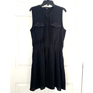Madewell 100% Silk Button Front Casual Dress M‎ Summer Lightweight Classic Black